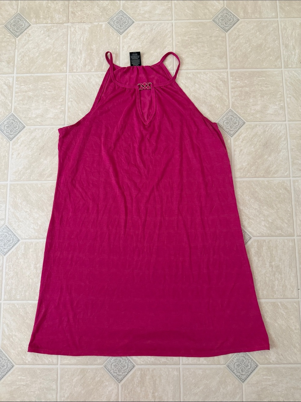 Catalina | Fuchsia Halter Neck Sundress with Decorative Accent